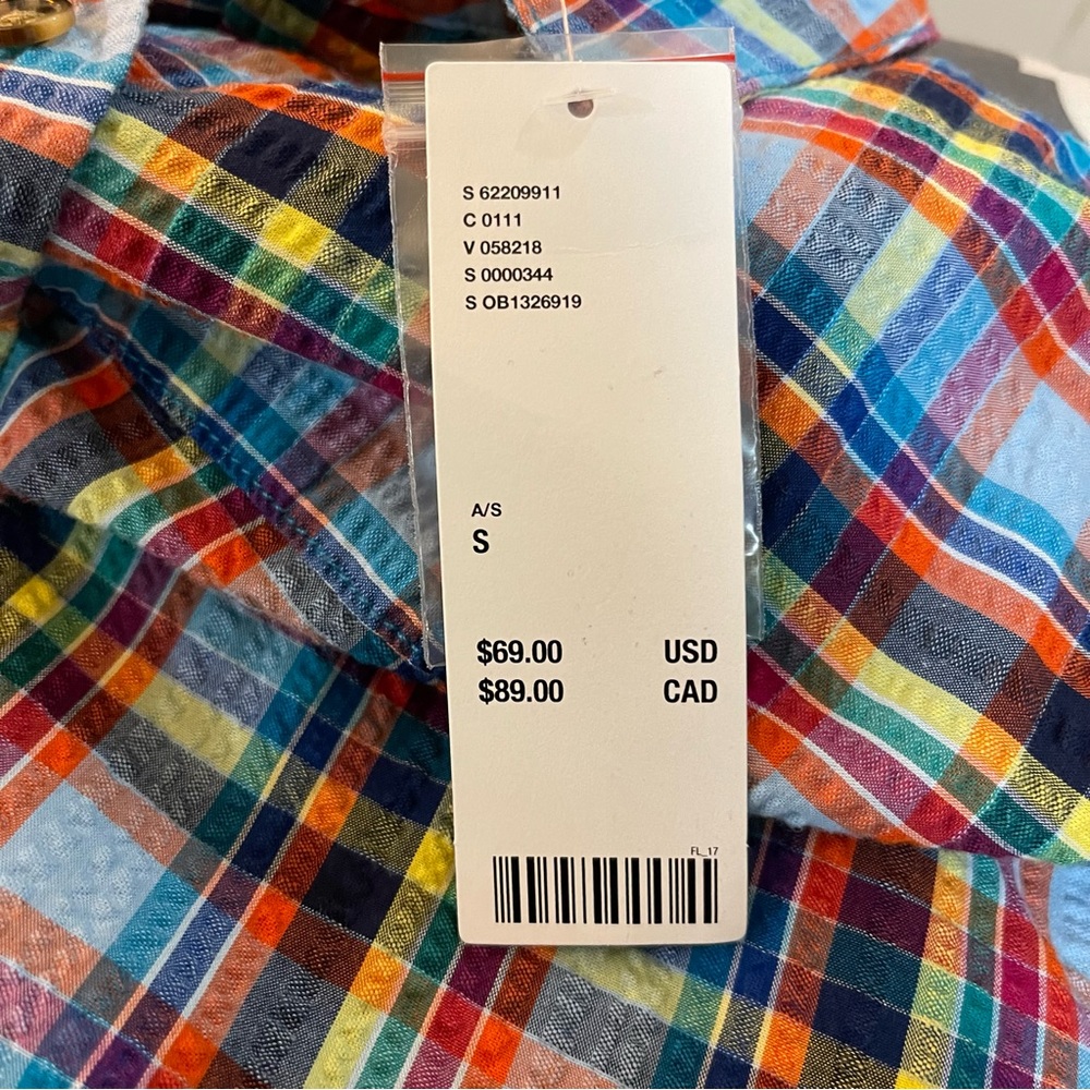 Urban Oufitters Slouchy Plaid Seersucker Shirt S Oversized Multicolored - Picture 11 of 13